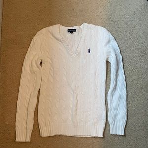 Ralph Lauren White Cable Knit Sweater